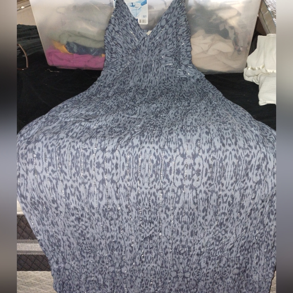 Lovestitch Blue With Sparkly Patterned Maxi Dress